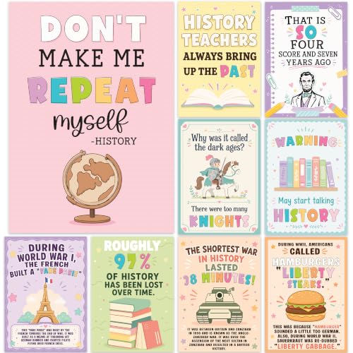 Funny History Posters Set of 9, History Classroom Decor, 10x14 Inch - color: 9pcs History