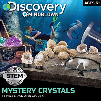 Discovery™ Mystery Crystal Geode Kit – Crack Open 10 Real Quartz Geodes| Includes Goggles, Magnifying Glass & Display Stands| Educational STEM Geology Toy for Kids| Science Activity Set Gift| Ages 6+