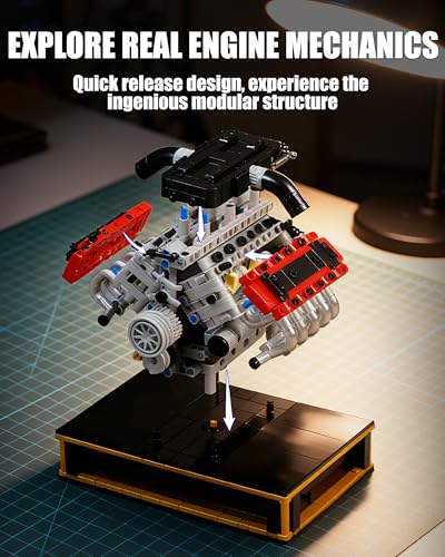 V8 Engine Building Kit that Runs with Motor and Battery Powered