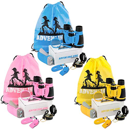 Adventure Kidz - Outdoor Exploration Kit, Binoculars with Case, Flashlight, Compass, Whistle, Magnifying Glass, Backpack, Bundle (21 Items)