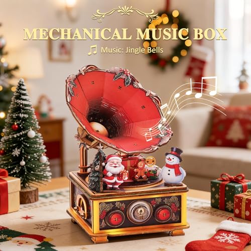 3D Wooden Puzzle Music Box for Adults-Christmas Phonograph Puzzle - color: Christmas Phonograph Puzzle