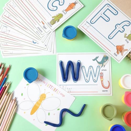 Ireer 36 Pcs Dough Mats for Kids Activity Card for Clay - style: Alphabet
