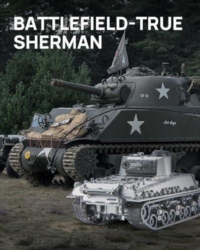 Piececool 3D Metal Puzzles for Adults, M4 Sherman Medium Tank Model Kits, Military Model Kits to Build DIY Hobbies Home Decoration Best Gifts