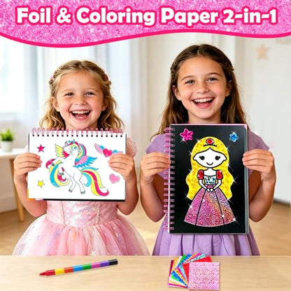 FUNNYB&G Foil Art Craft Kit for Kids, Sparkly Birthday Gift Toy for Girls - style: Princess