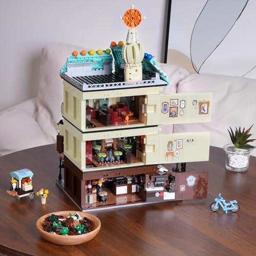 INSOON Flower Cafe House Building Set with Lights for Adults, Modular Kit