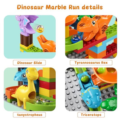burgkidz Dinosaur Marble Run Blocks: 67PCS STEM Toddler Building Toy - size: Marble Run Building Blocks: 67 PCS