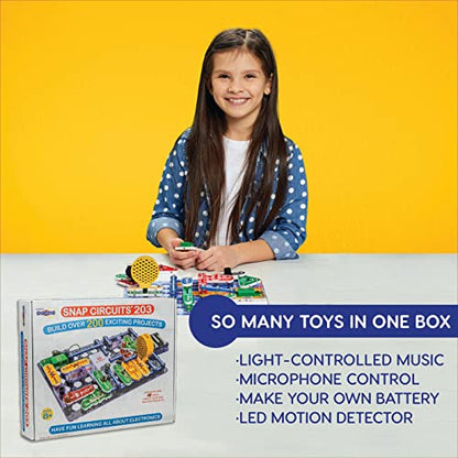 SNAP CIRCUITS 203 STEM Electronics Kit, 200+ Projects, Ages 8+
