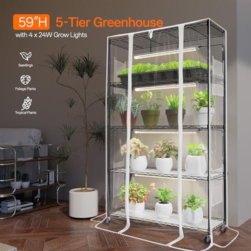 Bstrip Indoor Greenhouse with Grow Light, 35.4x13.8x59in - color: transparent, size: 59" H x 13.8" W x 35.4" L
