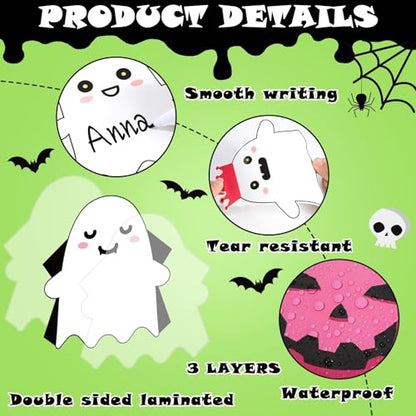 Halloween Ghost Bulletin Board Decoration Witch Bat Pumpkin Spider Web Paper Cutouts Boo Ghost Pattern Classroom Decor Halloween Party Bulletin Board for School Chalkboard Wall Decor Teacher Supplies - style: Cute Ghost