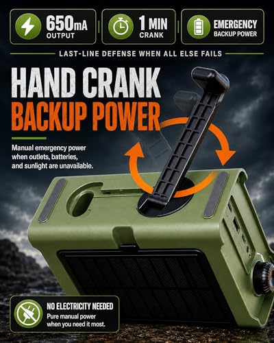 Emergency Weather Radio, 12000mAh Solar Hand Crank NOAA Radio, Army Green - color: ARMY GREEN