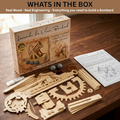 PATHFINDERS STEM Kit – Leonardo da Vinci Bombard | Build Your own Cannon | Science kit for Teens and Adults | Mechanical Engineering Build Model | Historical Artillery Construction Kit
