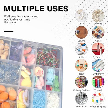 OALCQ 24 Grids 36 Grids 2 Pcs Bead Organizer Box Tackle Box Organizers and Storage Rock Collection Storage Boxes - size: 24 and 36 grids 2 pcs