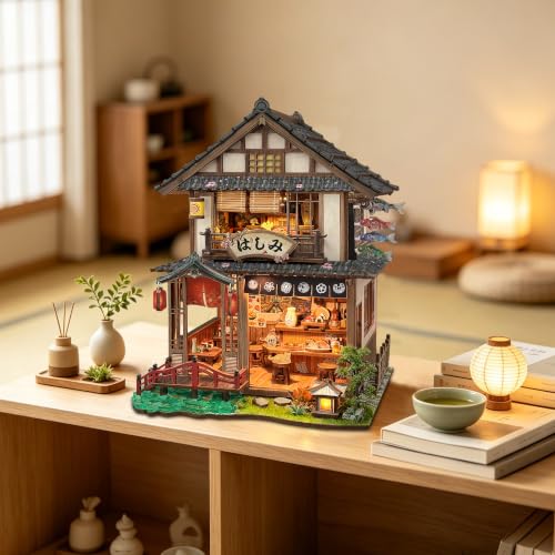 Book Nook Kit DIY Miniature House 3D Wooden Puzzle - Bridgeside Machiya - color: Bridgeside Machiya