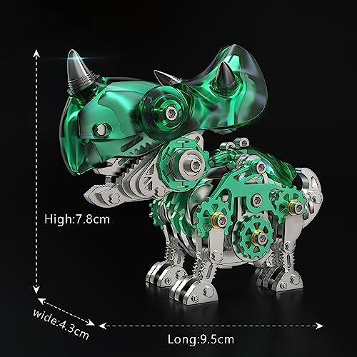 FILASLFT 3D Metal Puzzles for Adults,Mechanical Dinosaur Model Triceratops - color: B4-triceratops-green
