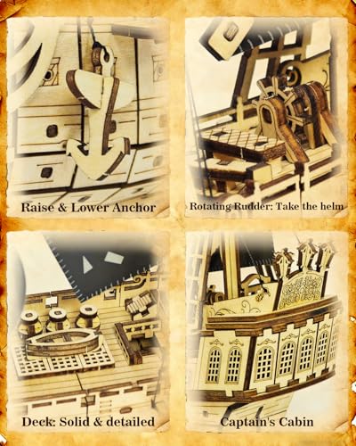 Pirate Ship 3D Wooden Puzzle for Adults - Ideal Christmas or Thanksgiving Gift for Model Enthusiasts 3D Puzzles for Adults - style: Legacy Ship Puzzle