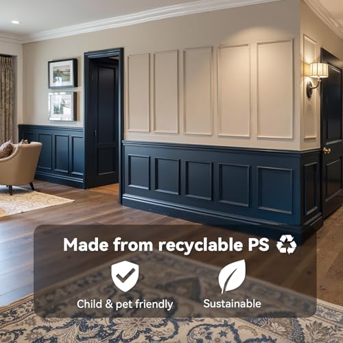 Upick Peel and Stick Wainscoting Pre-Cut Wall Molding Kit, 24"x54", 6-Frame - size: 24"W x 54"H