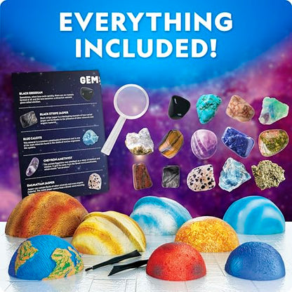 National Geographic Space Gemstone Dig Kit with 16 Real Specimens - style: 8 Planet-shaped Dig Bricks