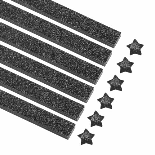 MECCANIXITY 200 Sheets Origami Paper Glitter Stars Papers Black Fold Paper for Beginner Arts Crafts Projects,0.4 x 8.7 Inch - color: Black