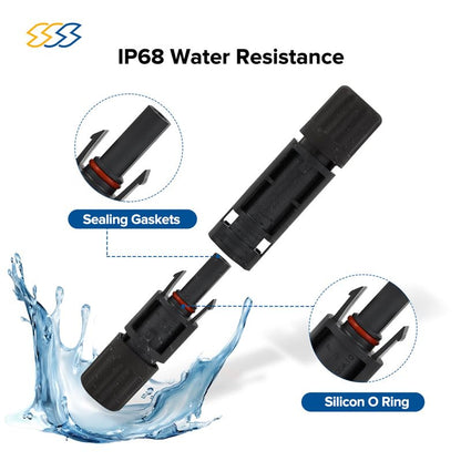 Solar Connectors Kit, 1500V - Waterproof IP68, High Conductivity for 10-14AWG Wires, Includes Spanners - Inspected & Kitted in the USA (6 Pairs - 12 Pcs) - style: 6 Pairs - 12 Pcs