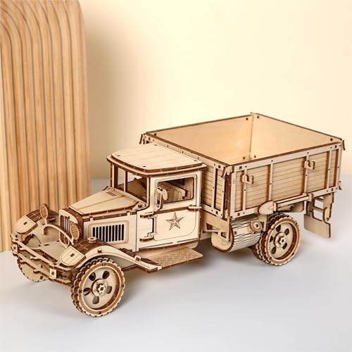 3D Wooden Truck Puzzle, 3D Wooden Puzzle for Adults, DIY Assembly Mechanical Truck Building Kit, Handicraft Wood Car Craft, Birthday for Hobbyist Collectors Family Women Men Age 14+, 246 pcs