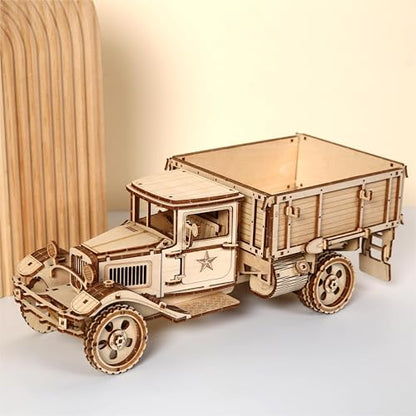 3D Wooden Truck Puzzle, 3D Wooden Puzzle for Adults, DIY Assembly Mechanical Truck Building Kit, Handicraft Wood Car Craft, Birthday for Hobbyist Collectors Family Women Men Age 14+, 246 pcs