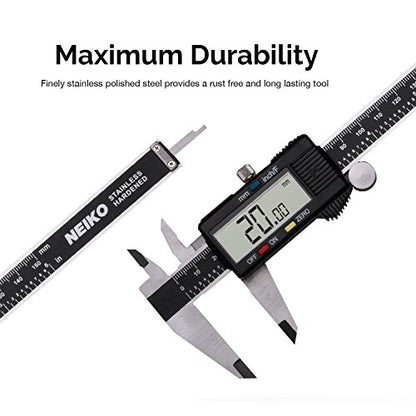 NEIKO 01409A 12” Electronic Digital Caliper | Extra Large Display | 0-12 Inches | Inch/Fractions/Millimeter Conversion | Polished Stainless Steel - size: 12 Inch, style: Stainless Steel