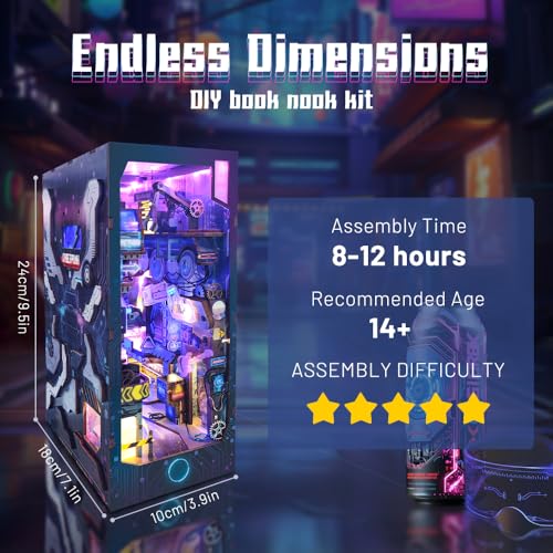 DIY Book Nook Cyberpunk Dollhouse Kit 3D Wooden Puzzle for Adults - color: Sq-18
