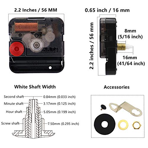 Youngtown 12888 Quartz Clock Mechanism Replacement 41/64" Shaft Clock Parts - size: 41/64 inch total shaft length