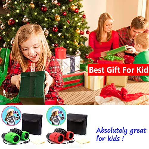 Kids Binoculars Ages 3-12 with Compass & Whistle - color: Green