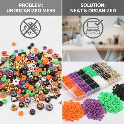 3000 Pcs Halloween Clay Beads for Bracelet Making Kit.