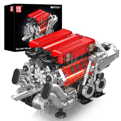 Mould King 10163 W16 Engine Building Blocks Sets, V8 Engine Model kit that Run, Build Your Own STEM Model Engine, 16-Cylinder Car Engine Building Engineering Toys(955+PCS) - style: 10163 Engine Model