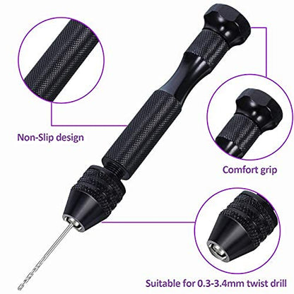Mudder 36 Pcs Pin Vise Hand with Drill Micro Bits Set(Black) - color: Multicolor