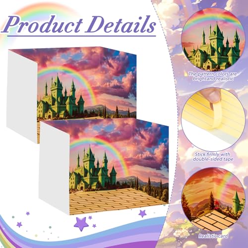 AmazingSpark 2 Set Green Castle Diorama Box and Yellow Brick Decor, Diorama Project Supplies Set, Cardboard Display Case Kit & Sticker with Double Sided Tapes for DIY Crafts - style: Green Castle
