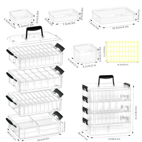 VANSUNS Bead Storage Organizer, 76 Small Containers and Lids, 4 Sizes - size: 4-Tier 8XL+20L+18M+30S