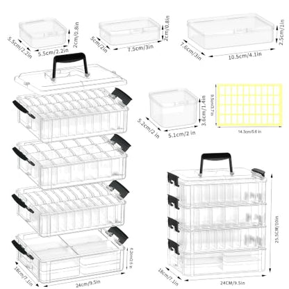 VANSUNS Bead Storage Organizer, 76 Small Containers and Lids, 4 Sizes - size: 4-Tier 8XL+20L+18M+30S