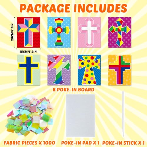 Lonfliness 8 Pcs Cross Poke in Craft Kits for Kids Mess Free DIY Art - style: Cross