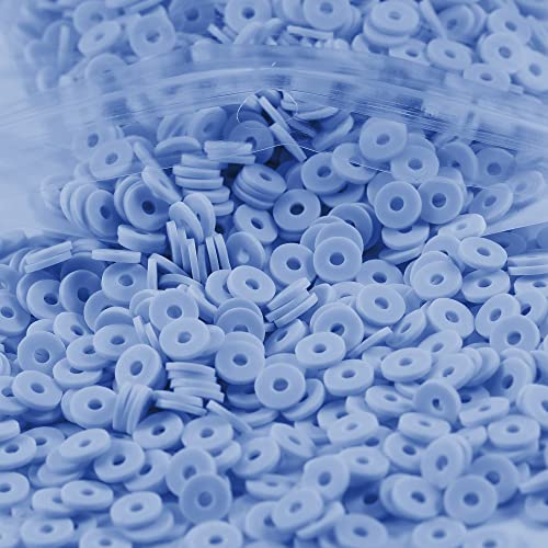 2000pcs Blue Clay Beads for Bracelets Making, Flat Round Polymer Clay Beads 6mm Spacer Heishi Beads for Jewelry Making Earring Bracelets Necklace - color: Blue 13