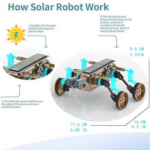 STEM 31-in-1 Educational Solar Remote Control Toy, Suitable for Boys Aged 8-14, Science Experiment Building Block Robot Toy, with Dual-Mode Switching Between Solar Power and Remote Control