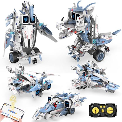 STEM Robot Building Sets for Kids Ages 6-16, 5-in-1 Remote Control and APP Robot Toys,343 Pcs DIY Building Science Educational Kit, Building Block Birthday Present for Teen Boys Girls - color: K96229