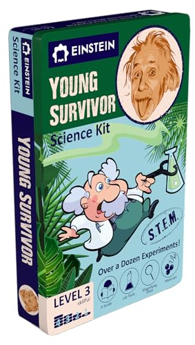 Einstein’s Young Survivor Science Kit for Kids. STEM for Boys & Girls Aged 8 and Above. Over a Dozen of Exciting Experiments Inside. Detailed Picture Guide Included. - color: Azul and Green
