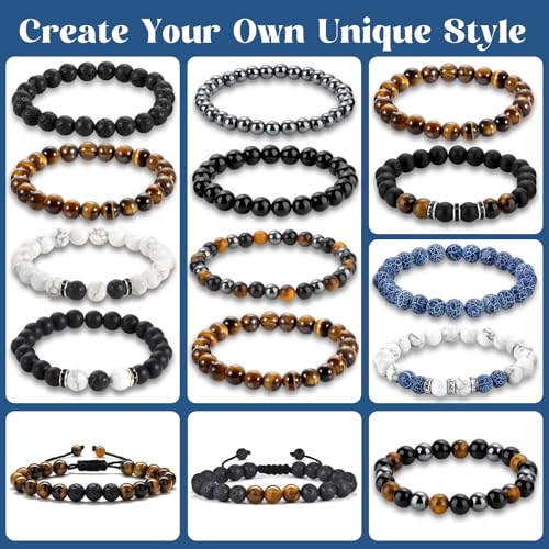 Zefy 467 Pcs 6/8mm Natural Stone Beads (14 Colors)