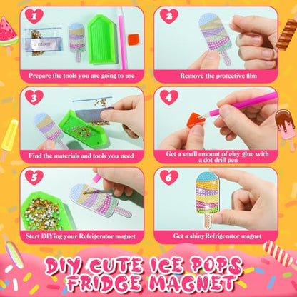 Remuuly 30 Pcs Ice Cream Diamond Painting Magnets Diamond Art Kit for Adult - color: Ice Cream