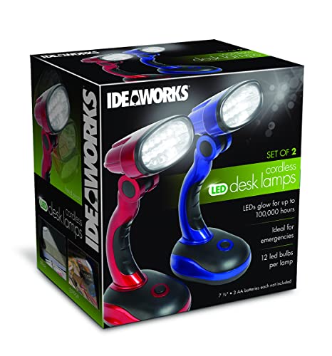 IdeaWorks Jobar International (Set/2) LED Desk Lamps with Pivoting Heads and Handled Necks, Large, Red Blue - color: Red/Blue