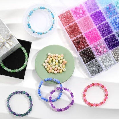 6mm Glass Beads for Jewelry Making, 1396pcs Ink Patterns Crystal Beads - color: #3 Ink Patterns, size: 6mm