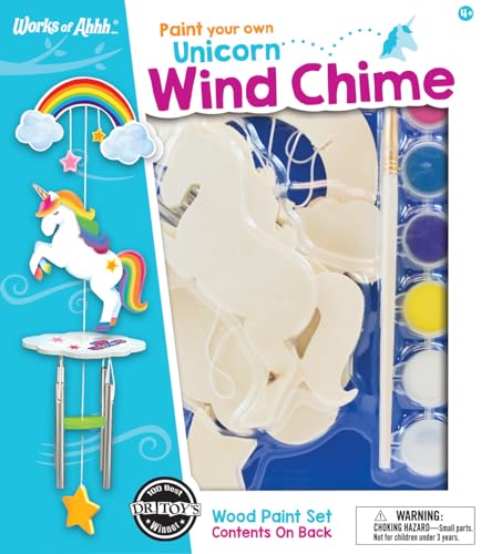 Masterpieces Craft Set - Unicorn Wind Chime Classic Wood Paint Kit - style: Unicorn Wind Chime
