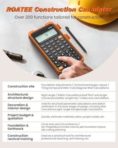 ROATEE Construction Calculator with Writing Tablet Industrial & Scientific - color: Gray Orange