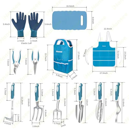 Blue Garden Tools Set 12-Piece, Gardening Gifts for Women Men - color: blue