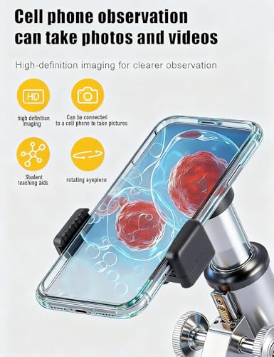 Compound Microscope for Adults & Kids - 40X-2000X High-Power Biological Microscope for Students, School Lab & Home Education, with Slides Set & Phone Adapter (White)