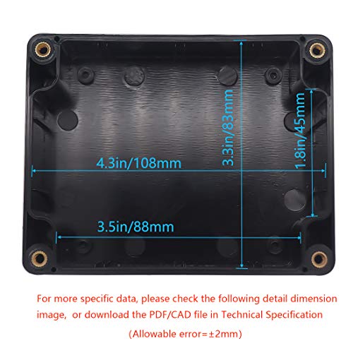 Junction Box, Zulkit Project Box IP65 Waterproof Outdoor Box ABS Plastic Electrical Boxes Electronic Enclosure Black 4.5 x 3.5 x 2.2 inch(115 x 90 x 55 mm)(Pack of 2) - size: 4.5" x 3.5" x 2.2"(Pack of 2)