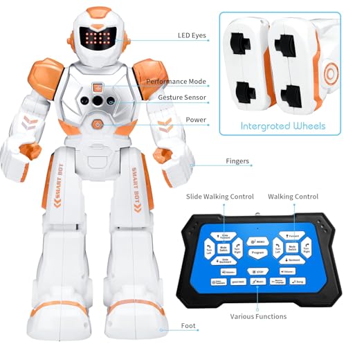 KingsDragon Robots Toy for Kids, RC Robot Gesture Sensing Smart Toy - color: Orange